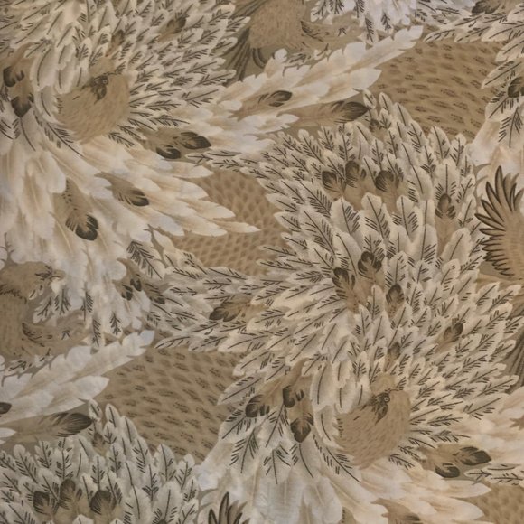 Vintage Scarf in 100% Georgette white, ivory and brown - in Hawk and Feathers - Picture 6 of 10